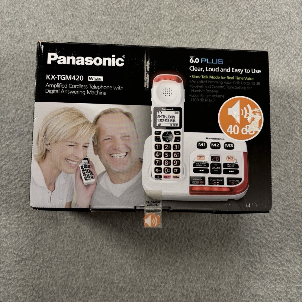 Panasonic KX-TGM420W Cordless Phone with Digital Answering Machine - White/Red